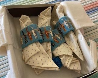 embroidered cat napkin rings  