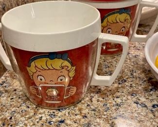 Vintage Campbell's Soup Double Handle Plastic Thermo Mugs
