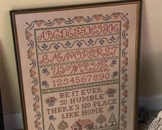 Framed No Place Like Home Embroidered Alphabet Art 