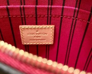 Authentic Louis Vuitton Monogram Wristlet with Pink Canvas Lining 