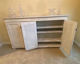 BUY IT NOW! $600 Antique Wall Sideboard with adjustable shelves;  13.25"d x 44.5"h x 75"w