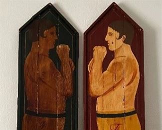 These are life-size antique boxer folk art paintings.  