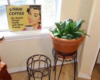 Drink Coffee Metal Sign - Plant Stands - Beautiful Plant