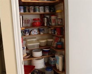 Pantry full of Cups and Plastic Goods