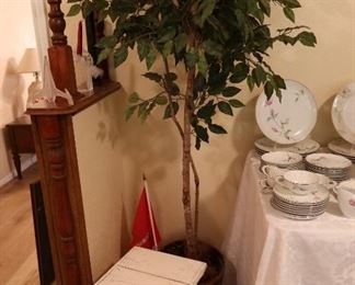 Wicker Stool - Artificial Plant