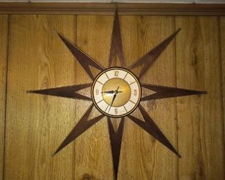 MCM sunburst wall clock