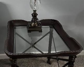 Glass Top End Table; Table Lamp