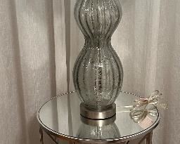 Mirrored Top Side Table; Table Lamp