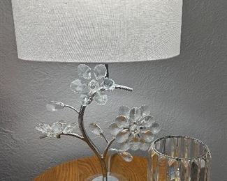 Crystal Floral Table Lamp; Crystal Dresser Light