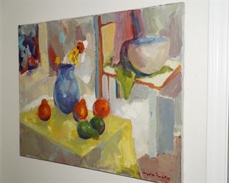 Colorful still life oil on canvas by Jacqueline Rochester