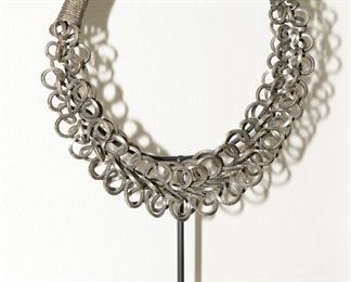 Vintage Chinese Miao silver necklace w/stand