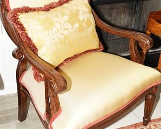 Silk chair trimmed in red x 2