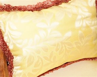 Silk throw pillow with red fringe x 2