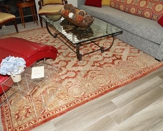 Hand knotted wool & silk floor rug-approximately 9.5 x 12