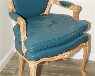 Teal leather accent chair-there are two of these available. 