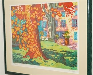 Colorful Tree Lithograph #71/250 by Guy Charon