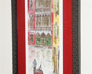 Venice etching signed MM