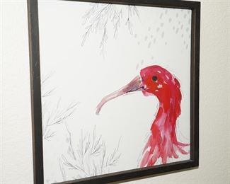 French Bee etching of a flamingo