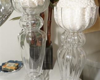 Decorative glass candle holders with stone balls