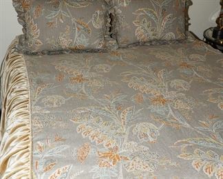 Custom made brocade silk bed cover with pillows and matching skirt-Incredible!!