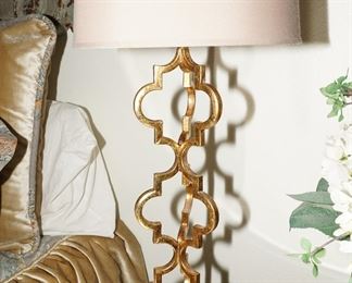Moroccan gold tone table lamp