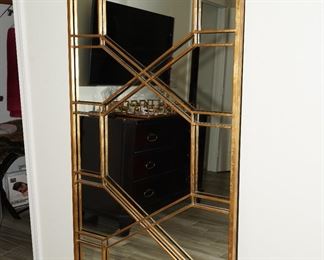 Gold geometric filigree floor mirror