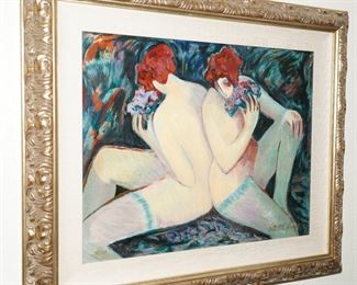 "Nudes with Flowers" #146/150 serigraph-Barbara A. Wood