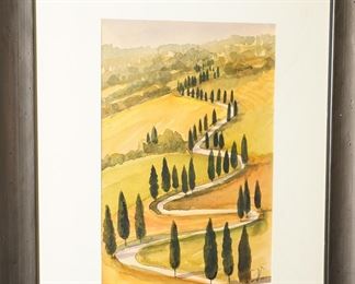 Tuscan Winding Road painting-signed-artist unknown