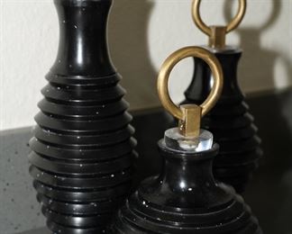 Set of 3 black glass perfume bottles-being sold as a set