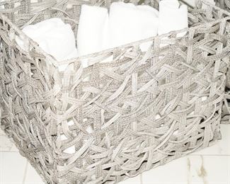 Woven fabric baskets x 2