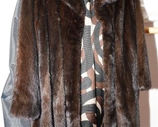 Mid century JWC brown mink coat-about knee length. 