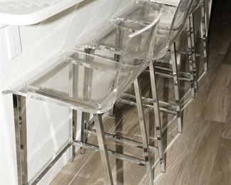 Lucite & chrome bar chairs available x 4