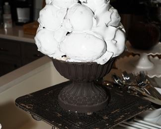 White ceramic fruit topiary decoration