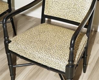Leopard print bamboo inspired accent chairs x 4