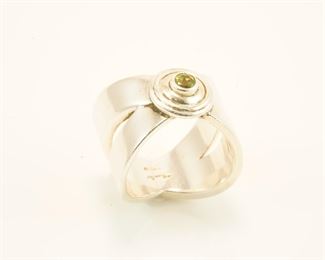 Peridot & sterling ring by Myron Payet-signed