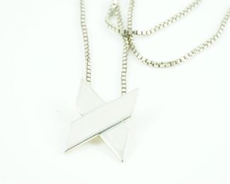 "X" sterling pendant and chain by Myron Payet-signed
