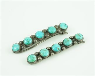 Old pawn turquoise & silver barrettes