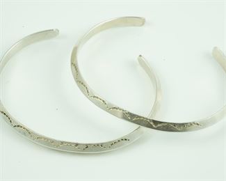 Set of 2 etched Navajo cuff bracelets
