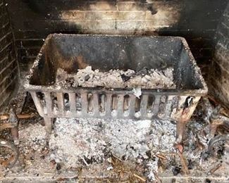 Antique Brass And Iron Fireplace Andirons And Firebox