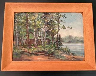 Cottage By The Lake Painting