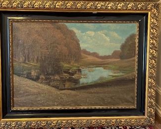 Early Landscape Painting Oil On Canvas