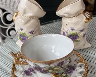 Floral theme tea cup and accessories