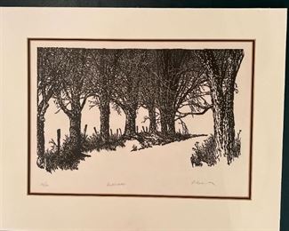 FRANK C. ECKMAIR WOODCUT PRINT ROADWAY