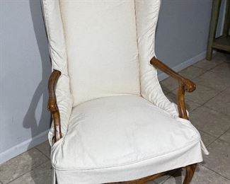 Wing Back Chair With Custom Slip Cover