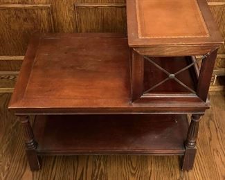 Wood two tier side table