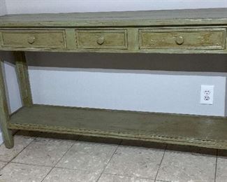 Wood Three Drawer Sofa Table