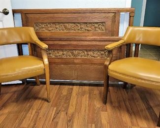 Leather armchairs and a solid oak bed