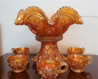 Carnival Glass Punch Bowl