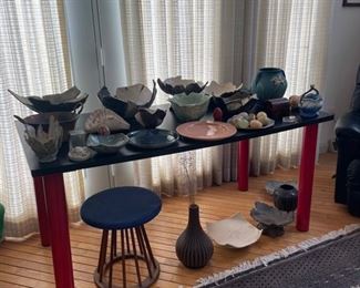 Collection of pottery (Roseville, Weller, homemade etc)