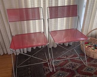 X-Line Metal Chromed and Lacquered Chairs by Niels Jørgen Haugesen for Bent Krogh, Denmark